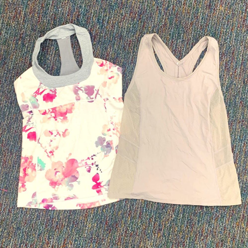 2 Lululemon athletica tops - floral & gray size 10